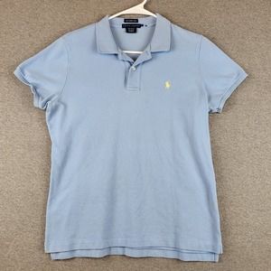 Ralph Lauren Polo Shirt Womens XL Blue The Skinny Polo Short Sleeves Logo Cotton